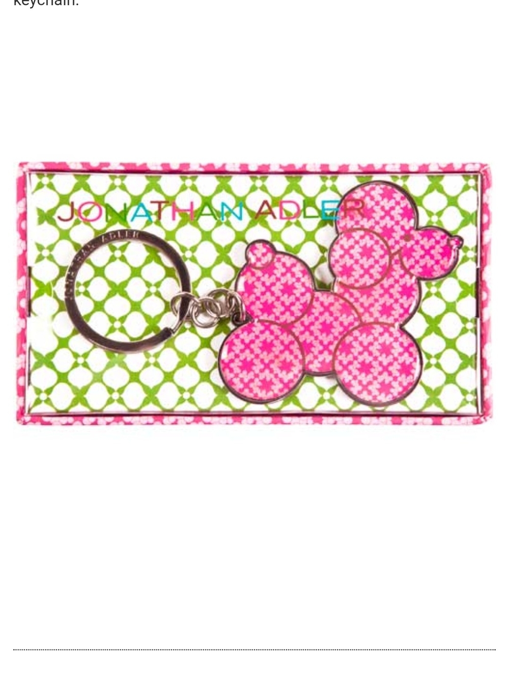 Jonathan Adler Poodle Keyring Pink Dog Keychain